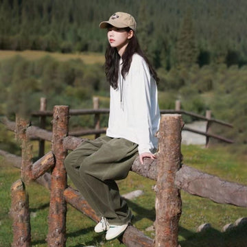 Wiaofellas Winter Men's Corduroy Fabric Overalls Loose Wide Leg Pants Oversized Style Trousers Green/black Color Casual Pants M-2XL